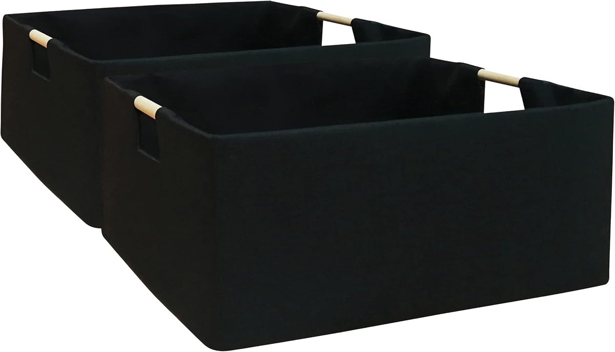 Storage Bin for Shelves Rectangle Closet Baskets Foldable Box with Handles Black Storage Boxes for Home Office Car Dormroom