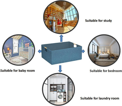 Storage Bin for Shelves Rectangle Closet Baskets Foldable Box with Handles Black Storage Boxes for Home Office Car Dormroom