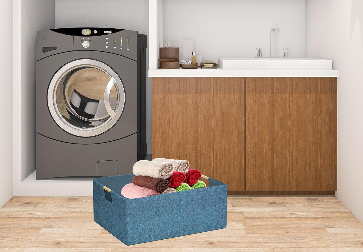 Storage Bin for Shelves Rectangle Closet Baskets Foldable Box with Handles Black Storage Boxes for Home Office Car Dormroom