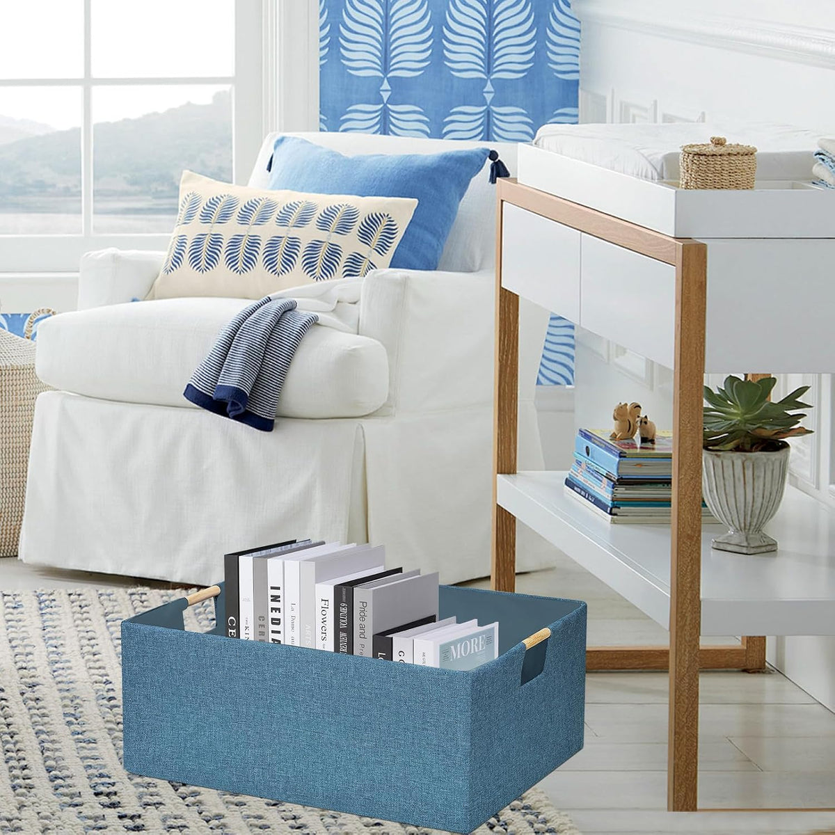 Storage Bin for Shelves Rectangle Closet Baskets Foldable Box with Handles Black Storage Boxes for Home Office Car Dormroom