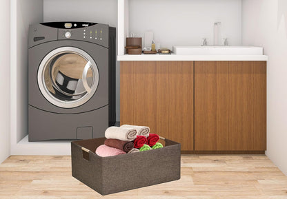 Storage Bin for Shelves Rectangle Closet Baskets Foldable Box with Handles Black Storage Boxes for Home Office Car Dormroom