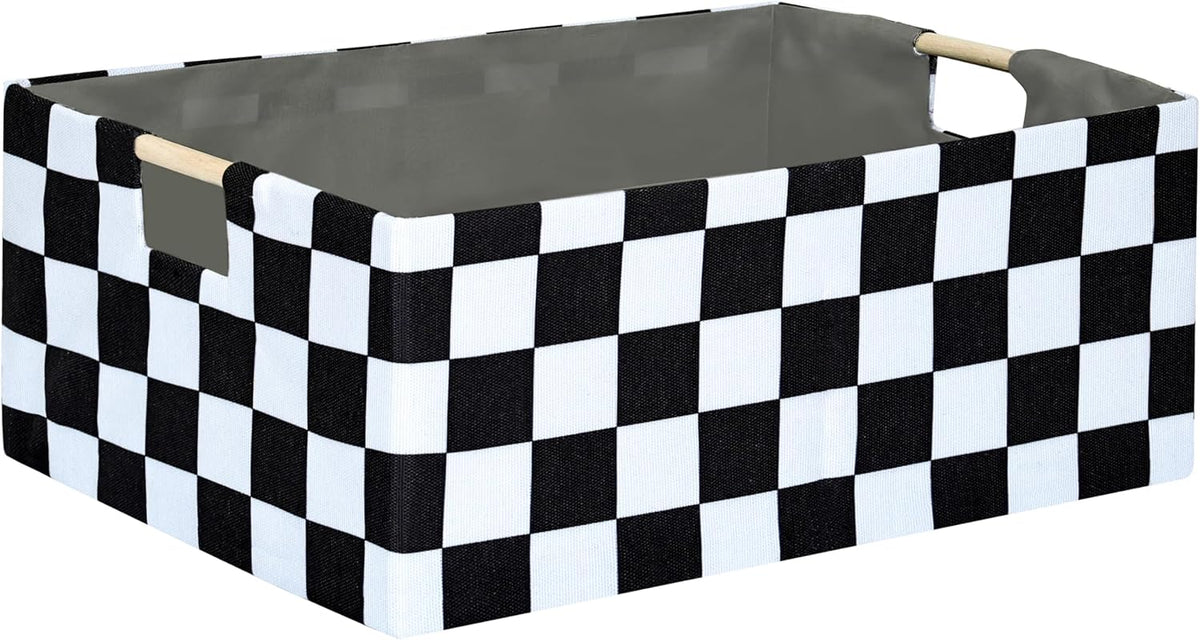 Storage Bin for Shelves Rectangle Closet Baskets Foldable Box with Handles Black Storage Boxes for Home Office Car Dormroom