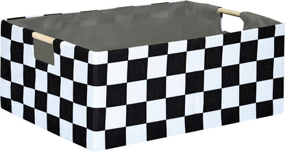 Storage Bin for Shelves Rectangle Closet Baskets Foldable Box with Handles Black Storage Boxes for Home Office Car Dormroom