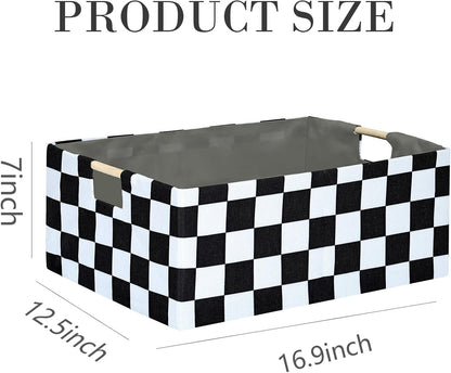Storage Bin for Shelves Rectangle Closet Baskets Foldable Box with Handles Black Storage Boxes for Home Office Car Dormroom