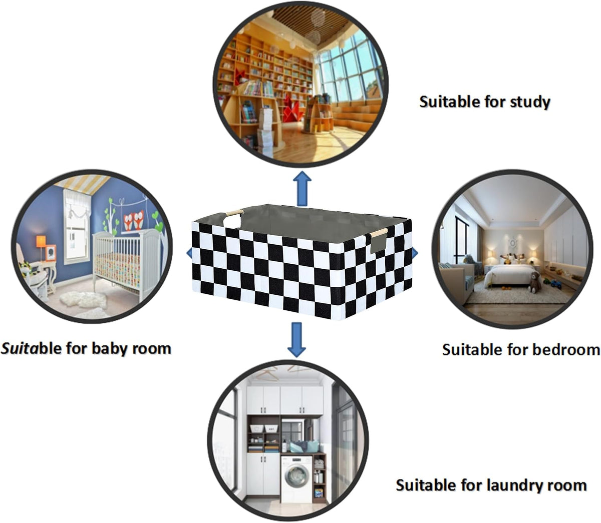 Storage Bin for Shelves Rectangle Closet Baskets Foldable Box with Handles Black Storage Boxes for Home Office Car Dormroom