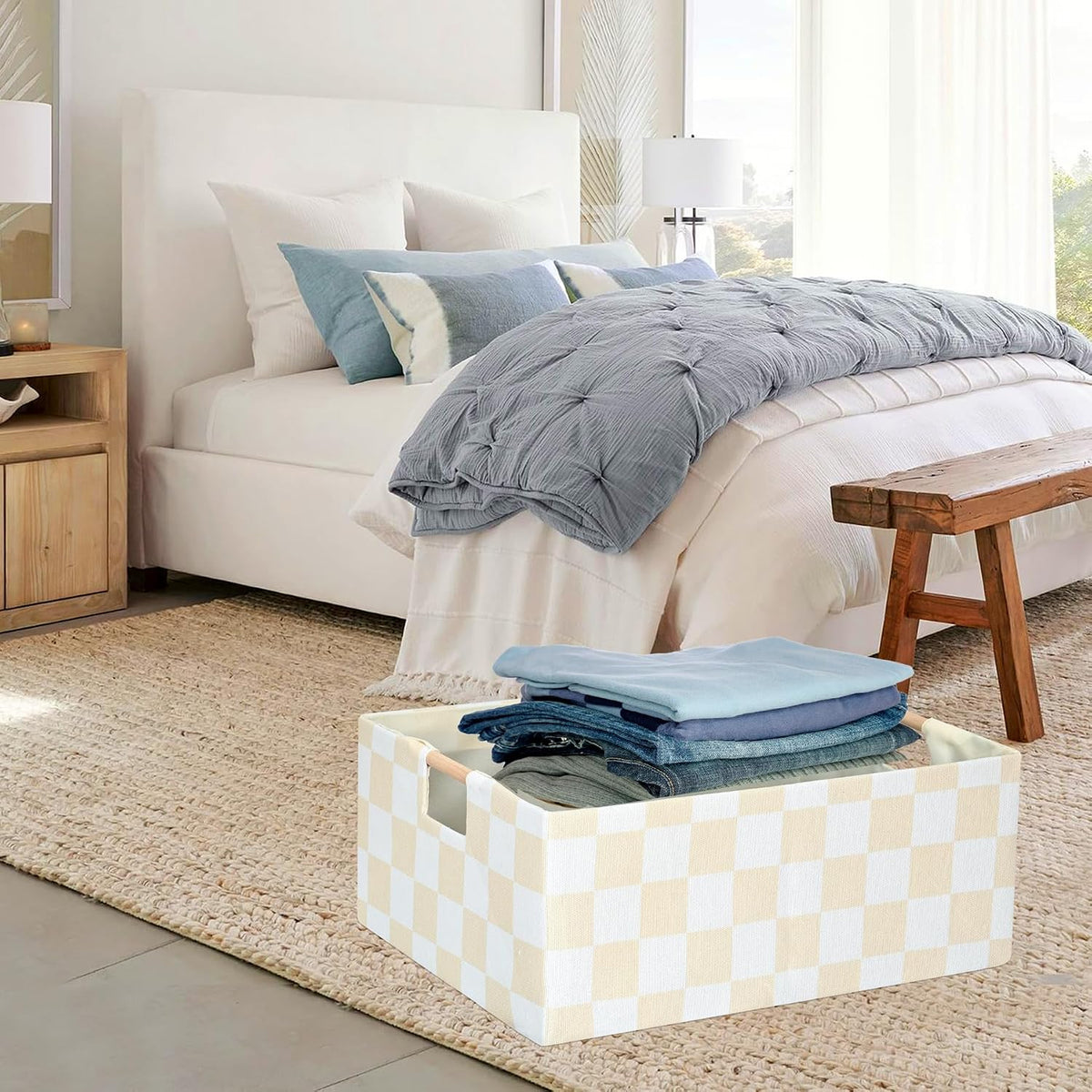 Storage Bin for Shelves Rectangle Closet Baskets Foldable Box with Handles Black Storage Boxes for Home Office Car Dormroom
