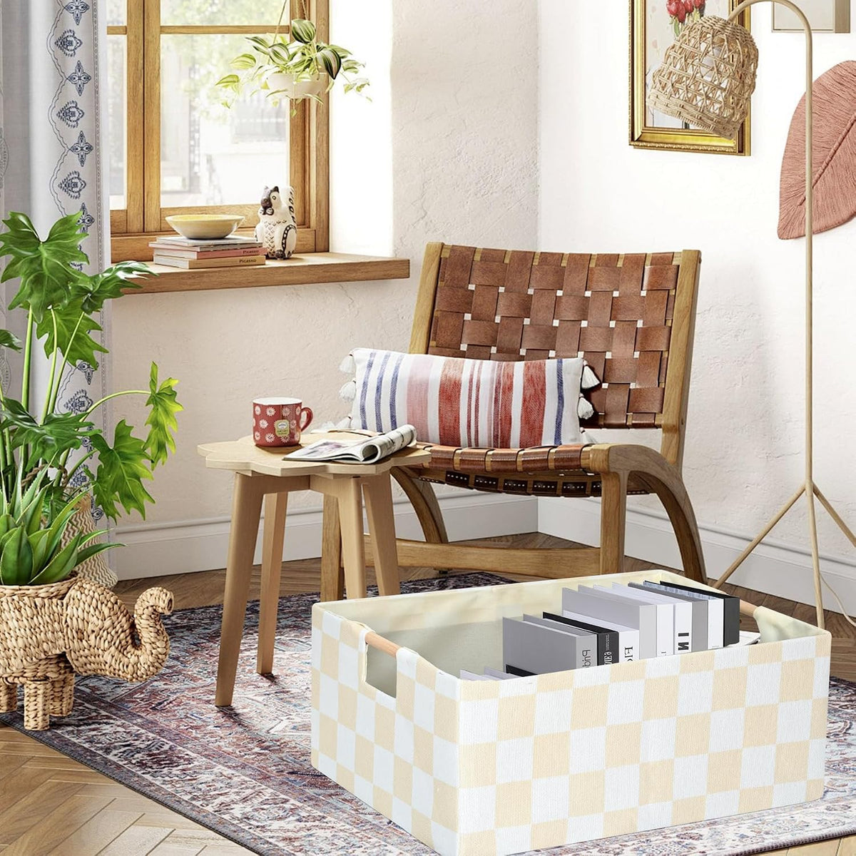 Storage Bin for Shelves Rectangle Closet Baskets Foldable Box with Handles Black Storage Boxes for Home Office Car Dormroom