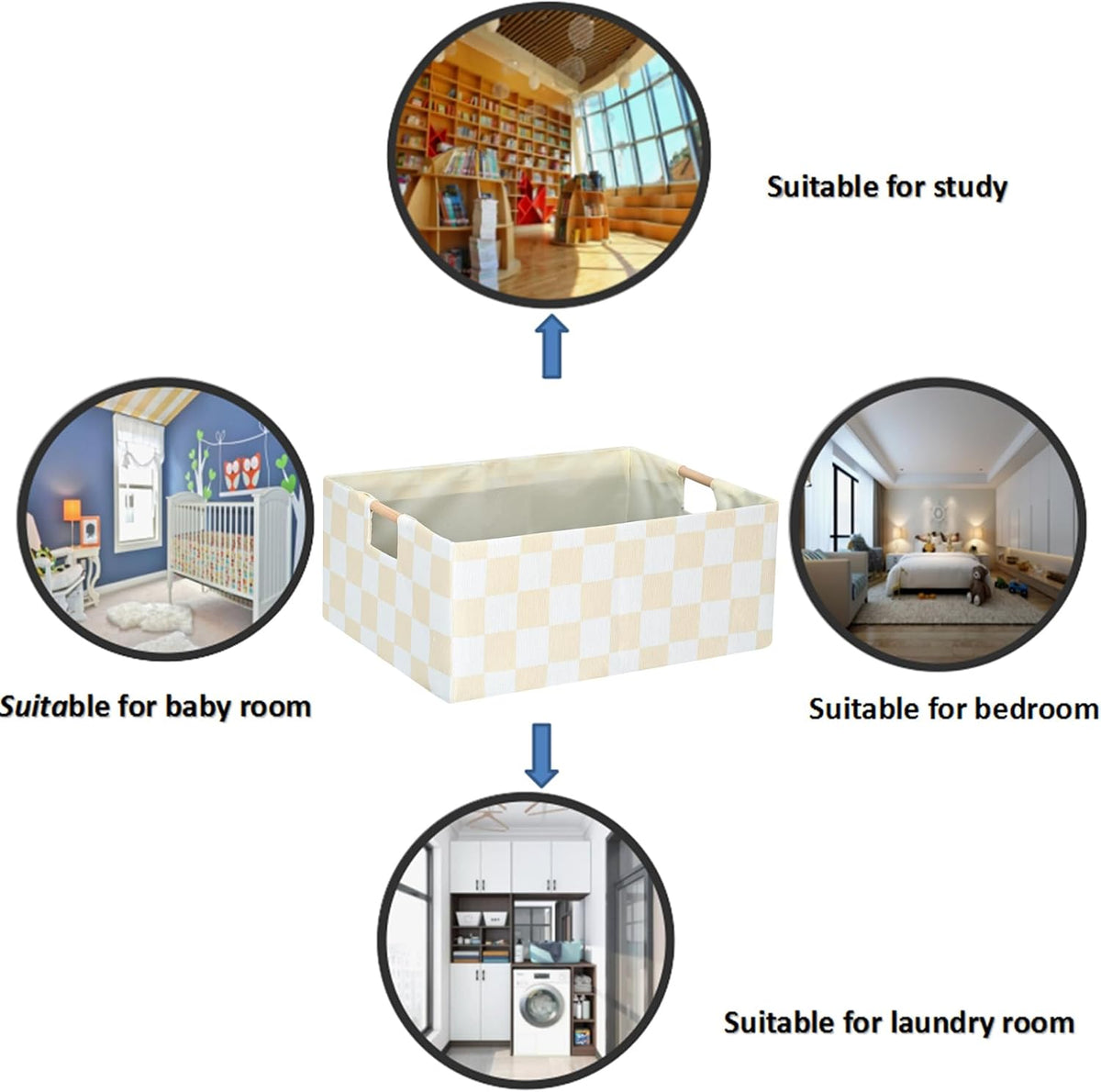Storage Bin for Shelves Rectangle Closet Baskets Foldable Box with Handles Black Storage Boxes for Home Office Car Dormroom