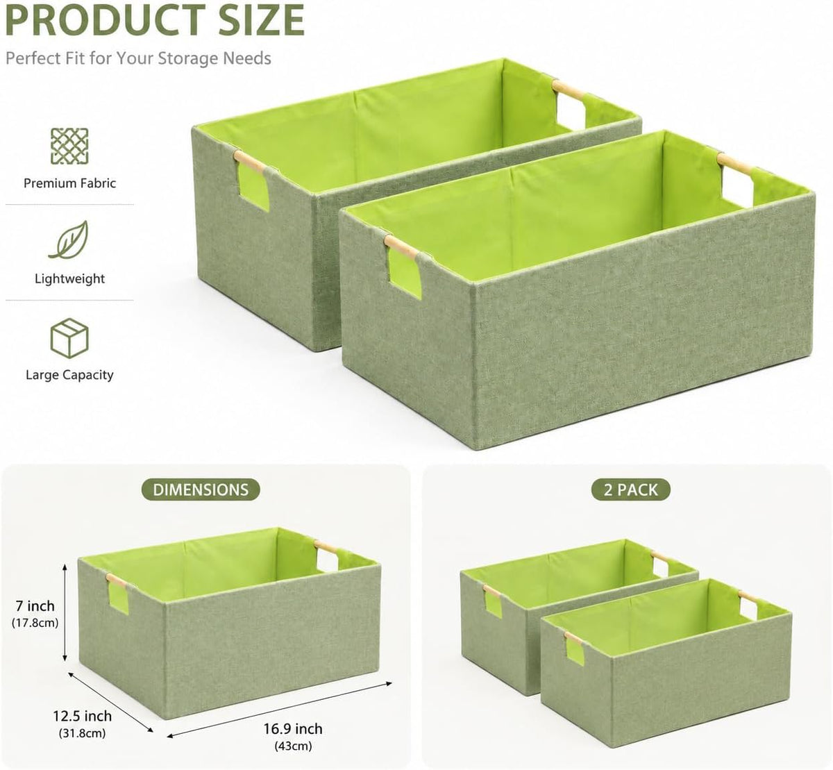 Storage Bin for Shelves Rectangle Closet Baskets Foldable Box with Handles Black Storage Boxes for Home Office Car Dormroom