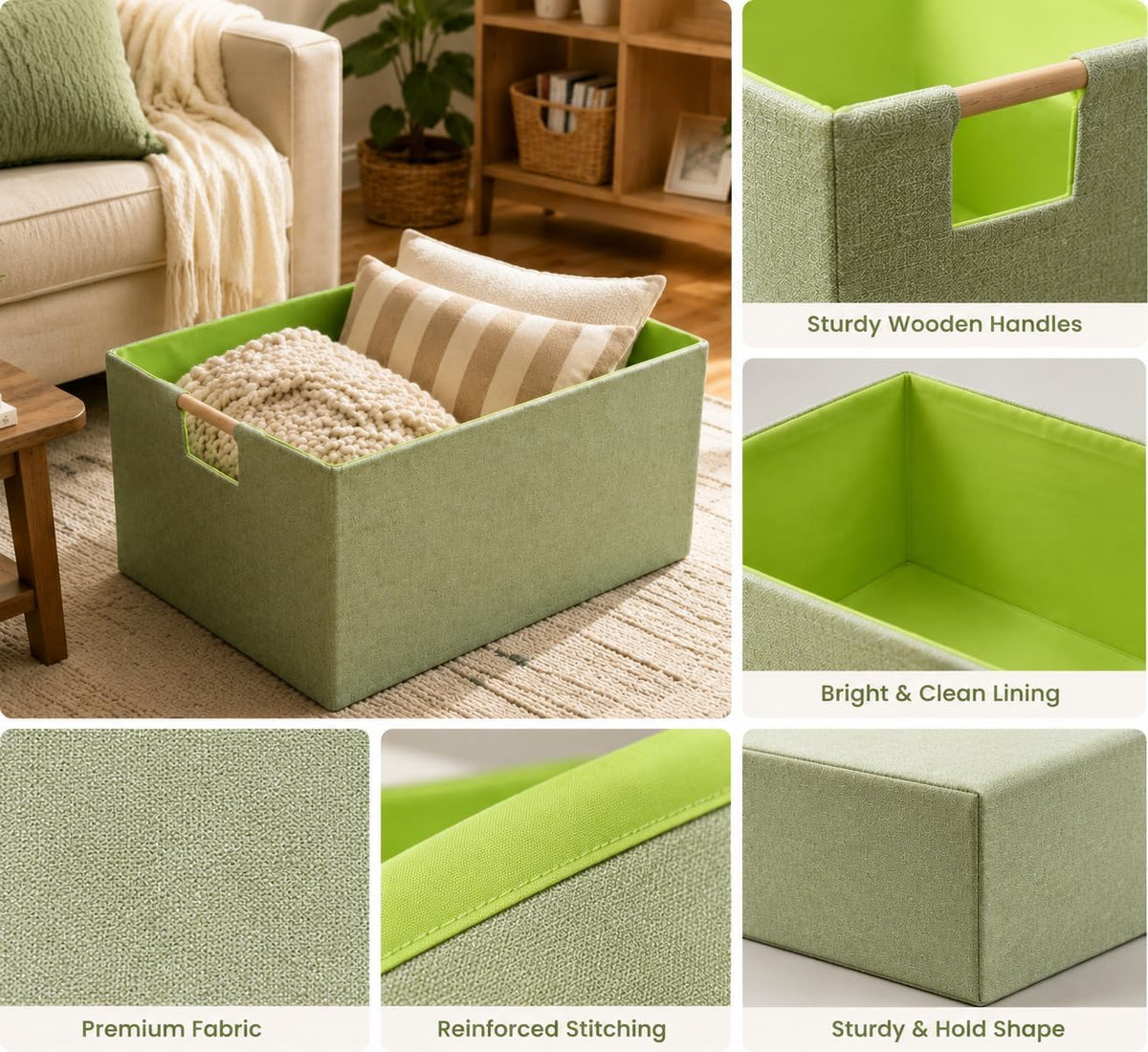 Storage Bin for Shelves Rectangle Closet Baskets Foldable Box with Handles Black Storage Boxes for Home Office Car Dormroom