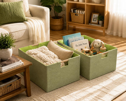 Storage Bin for Shelves Rectangle Closet Baskets Foldable Box with Handles Black Storage Boxes for Home Office Car Dormroom