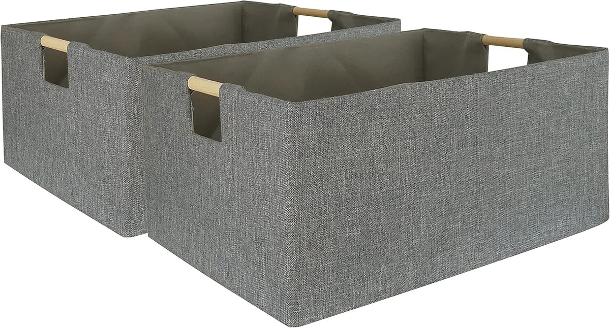 Storage Bin for Shelves Rectangle Closet Baskets Foldable Box with Handles Black Storage Boxes for Home Office Car Dormroom