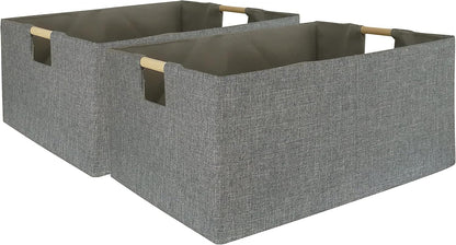 Storage Bin for Shelves Rectangle Closet Baskets Foldable Box with Handles Black Storage Boxes for Home Office Car Dormroom