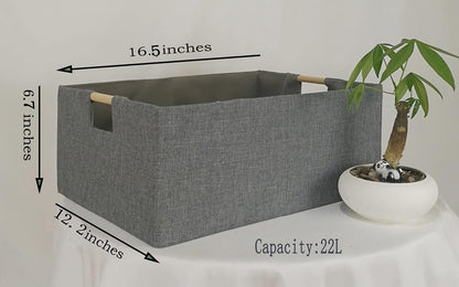 Storage Bin for Shelves Rectangle Closet Baskets Foldable Box with Handles Black Storage Boxes for Home Office Car Dormroom