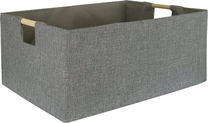 Storage Bin for Shelves Rectangle Closet Baskets Foldable Box with Handles Black Storage Boxes for Home Office Car Dormroom