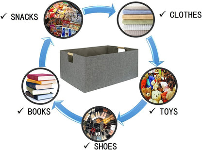 Storage Bin for Shelves Rectangle Closet Baskets Foldable Box with Handles Black Storage Boxes for Home Office Car Dormroom