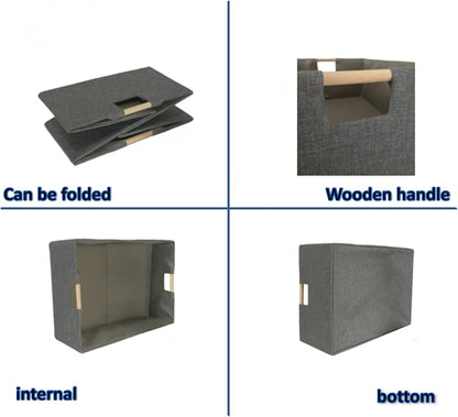 Storage Bin for Shelves Rectangle Closet Baskets Foldable Box with Handles Black Storage Boxes for Home Office Car Dormroom