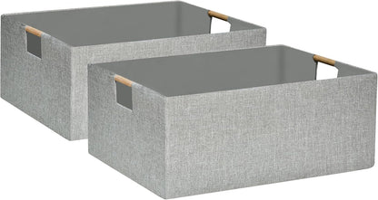 Storage Bin for Shelves Rectangle Closet Baskets Foldable Box with Handles Black Storage Boxes for Home Office Car Dormroom