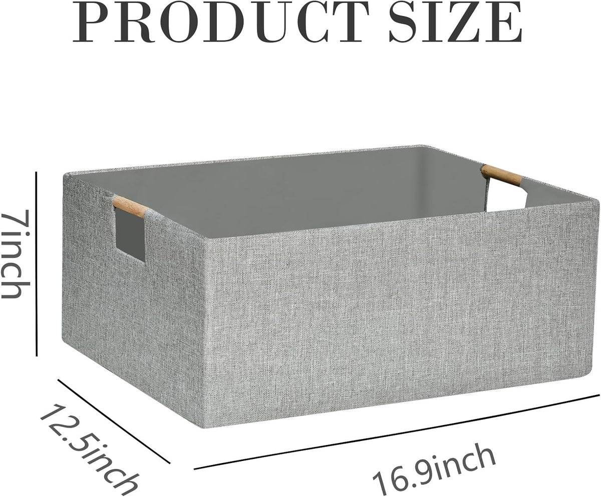 Storage Bin for Shelves Rectangle Closet Baskets Foldable Box with Handles Black Storage Boxes for Home Office Car Dormroom