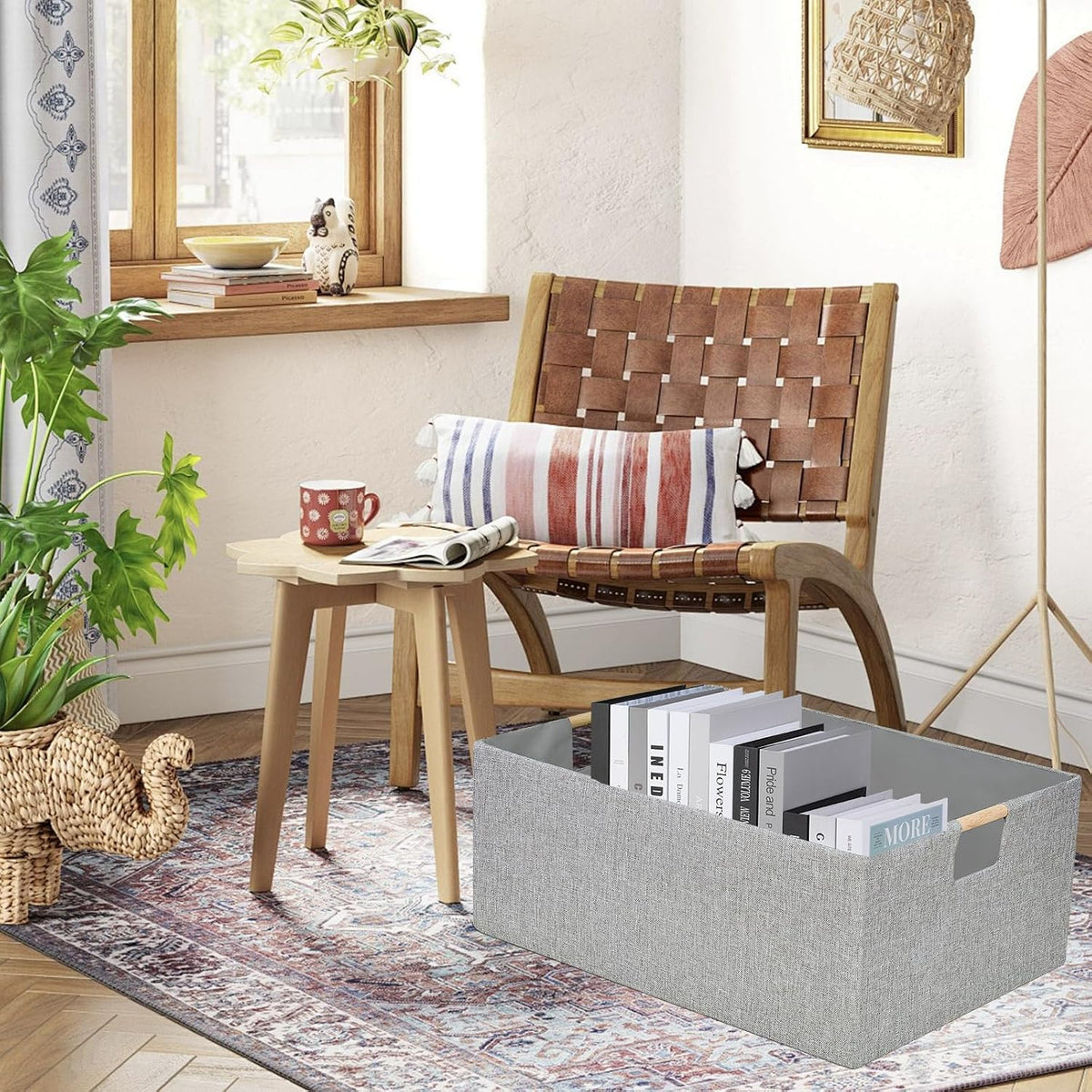 Storage Bin for Shelves Rectangle Closet Baskets Foldable Box with Handles Black Storage Boxes for Home Office Car Dormroom