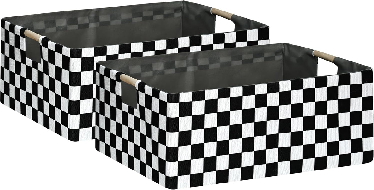 Storage Bin for Shelves Rectangle Closet Baskets Foldable Box with Handles Black Storage Boxes for Home Office Car Dormroom