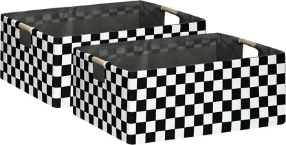 Storage Bin for Shelves Rectangle Closet Baskets Foldable Box with Handles Black Storage Boxes for Home Office Car Dormroom