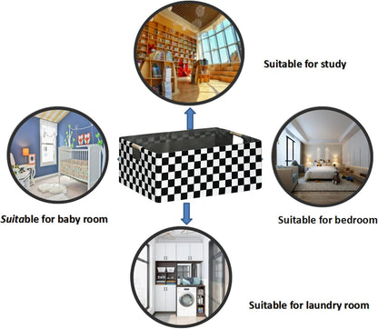 Storage Bin for Shelves Rectangle Closet Baskets Foldable Box with Handles Black Storage Boxes for Home Office Car Dormroom