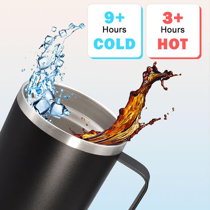 20 oz Tumbler with Handle and Lid Insulated Travel Coffee Mug LightBlue 1P | Stainless Steel Tumbler, coffee tumbler with handle,Spill Proof Double Wall Vacuum Tumbler Cup Keep Drink Hot & Cold