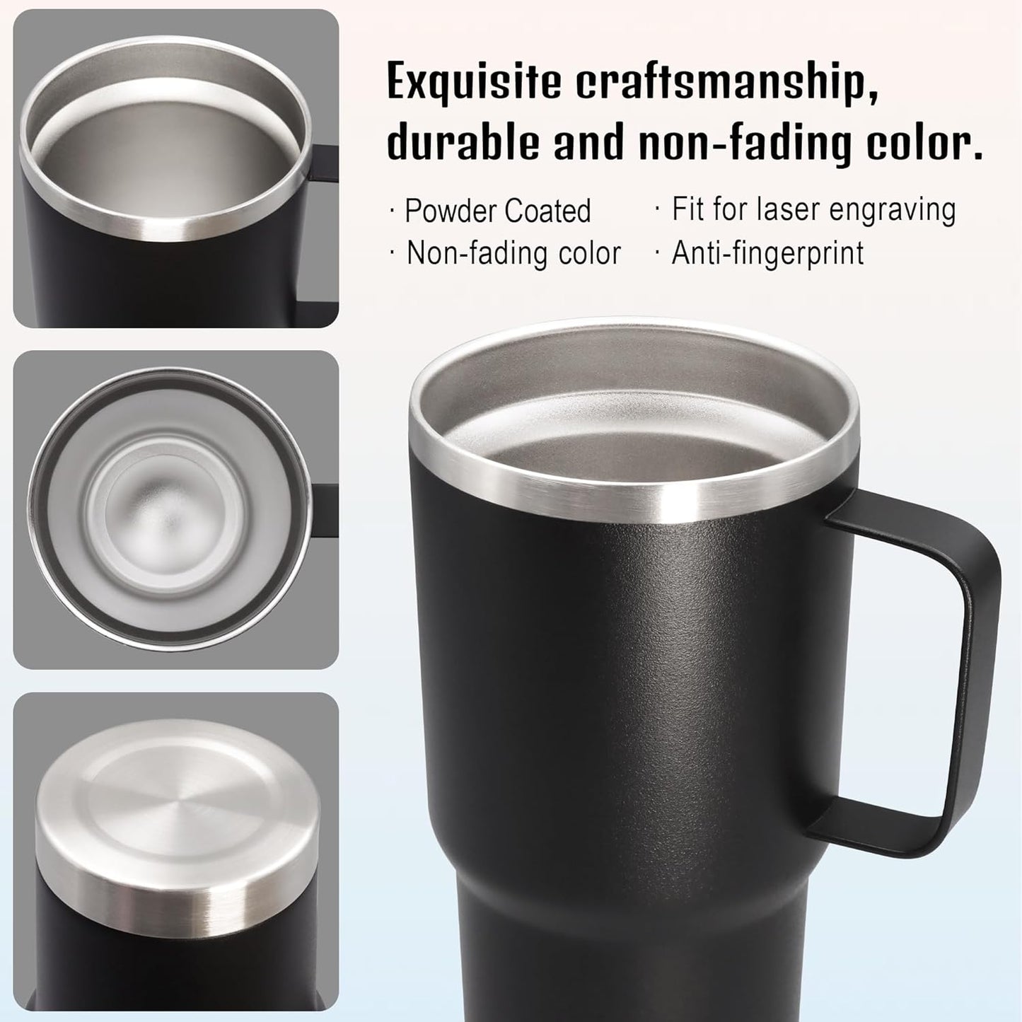 20 oz Tumbler with Handle and Lid Insulated Travel Coffee Mug LightBlue 1P | Stainless Steel Tumbler, coffee tumbler with handle,Spill Proof Double Wall Vacuum Tumbler Cup Keep Drink Hot & Cold