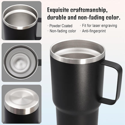 20 oz Tumbler with Handle and Lid Insulated Travel Coffee Mug LightBlue 1P | Stainless Steel Tumbler, coffee tumbler with handle,Spill Proof Double Wall Vacuum Tumbler Cup Keep Drink Hot & Cold