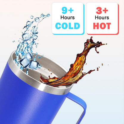 20 oz Tumbler with Handle and Lid Insulated Travel Coffee Mug LightBlue 1P | Stainless Steel Tumbler, coffee tumbler with handle,Spill Proof Double Wall Vacuum Tumbler Cup Keep Drink Hot & Cold