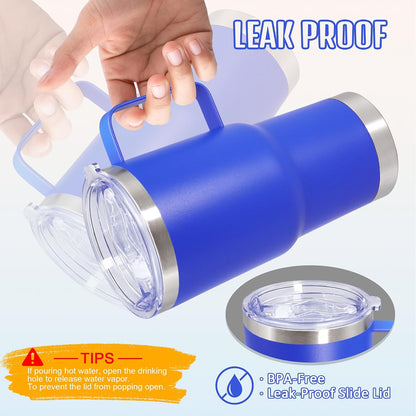 20 oz Tumbler with Handle and Lid Insulated Travel Coffee Mug LightBlue 1P | Stainless Steel Tumbler, coffee tumbler with handle,Spill Proof Double Wall Vacuum Tumbler Cup Keep Drink Hot & Cold