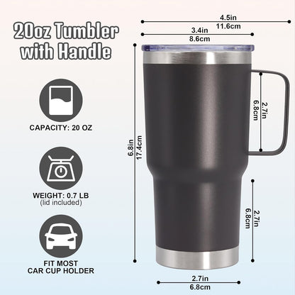20 oz Tumbler with Handle and Lid Insulated Travel Coffee Mug LightBlue 1P | Stainless Steel Tumbler, coffee tumbler with handle,Spill Proof Double Wall Vacuum Tumbler Cup Keep Drink Hot & Cold