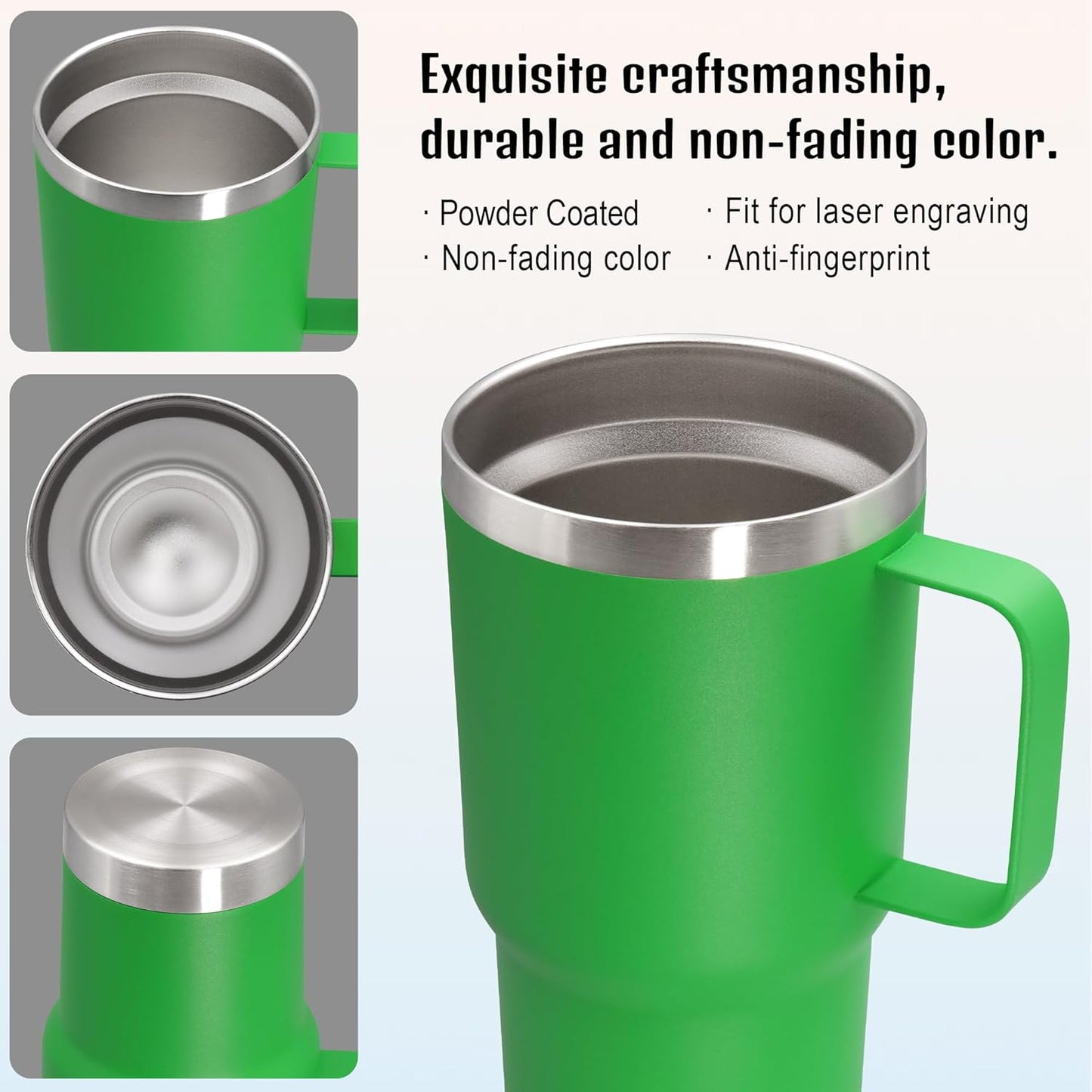 20 oz Tumbler with Handle and Lid Insulated Travel Coffee Mug LightBlue 1P | Stainless Steel Tumbler, coffee tumbler with handle,Spill Proof Double Wall Vacuum Tumbler Cup Keep Drink Hot & Cold