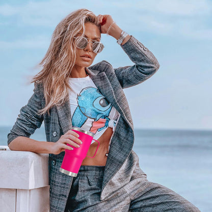 20 oz Tumbler with Handle and Lid Insulated Travel Coffee Mug LightBlue 1P | Stainless Steel Tumbler, coffee tumbler with handle,Spill Proof Double Wall Vacuum Tumbler Cup Keep Drink Hot & Cold