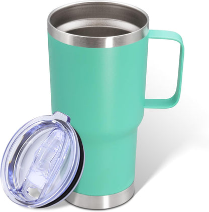 20 oz Tumbler with Handle and Lid Insulated Travel Coffee Mug LightBlue 1P | Stainless Steel Tumbler, coffee tumbler with handle,Spill Proof Double Wall Vacuum Tumbler Cup Keep Drink Hot & Cold