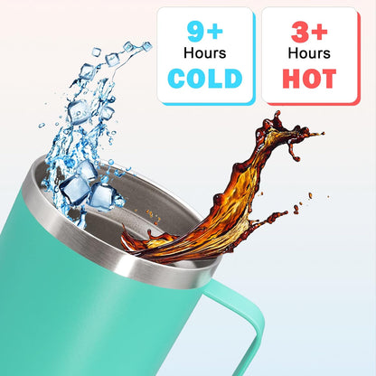 20 oz Tumbler with Handle and Lid Insulated Travel Coffee Mug LightBlue 1P | Stainless Steel Tumbler, coffee tumbler with handle,Spill Proof Double Wall Vacuum Tumbler Cup Keep Drink Hot & Cold