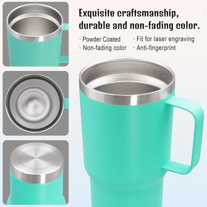 20 oz Tumbler with Handle and Lid Insulated Travel Coffee Mug LightBlue 1P | Stainless Steel Tumbler, coffee tumbler with handle,Spill Proof Double Wall Vacuum Tumbler Cup Keep Drink Hot & Cold