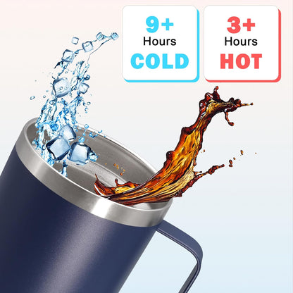 20 oz Tumbler with Handle and Lid Insulated Travel Coffee Mug LightBlue 1P | Stainless Steel Tumbler, coffee tumbler with handle,Spill Proof Double Wall Vacuum Tumbler Cup Keep Drink Hot & Cold