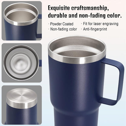 20 oz Tumbler with Handle and Lid Insulated Travel Coffee Mug LightBlue 1P | Stainless Steel Tumbler, coffee tumbler with handle,Spill Proof Double Wall Vacuum Tumbler Cup Keep Drink Hot & Cold