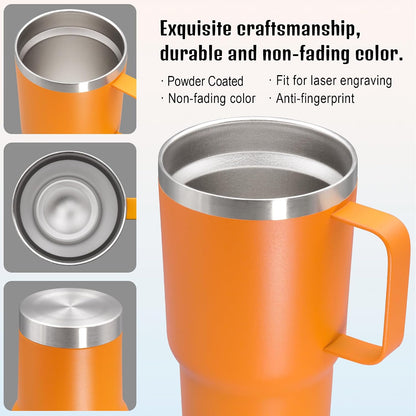 20 oz Tumbler with Handle and Lid Insulated Travel Coffee Mug LightBlue 1P | Stainless Steel Tumbler, coffee tumbler with handle,Spill Proof Double Wall Vacuum Tumbler Cup Keep Drink Hot & Cold