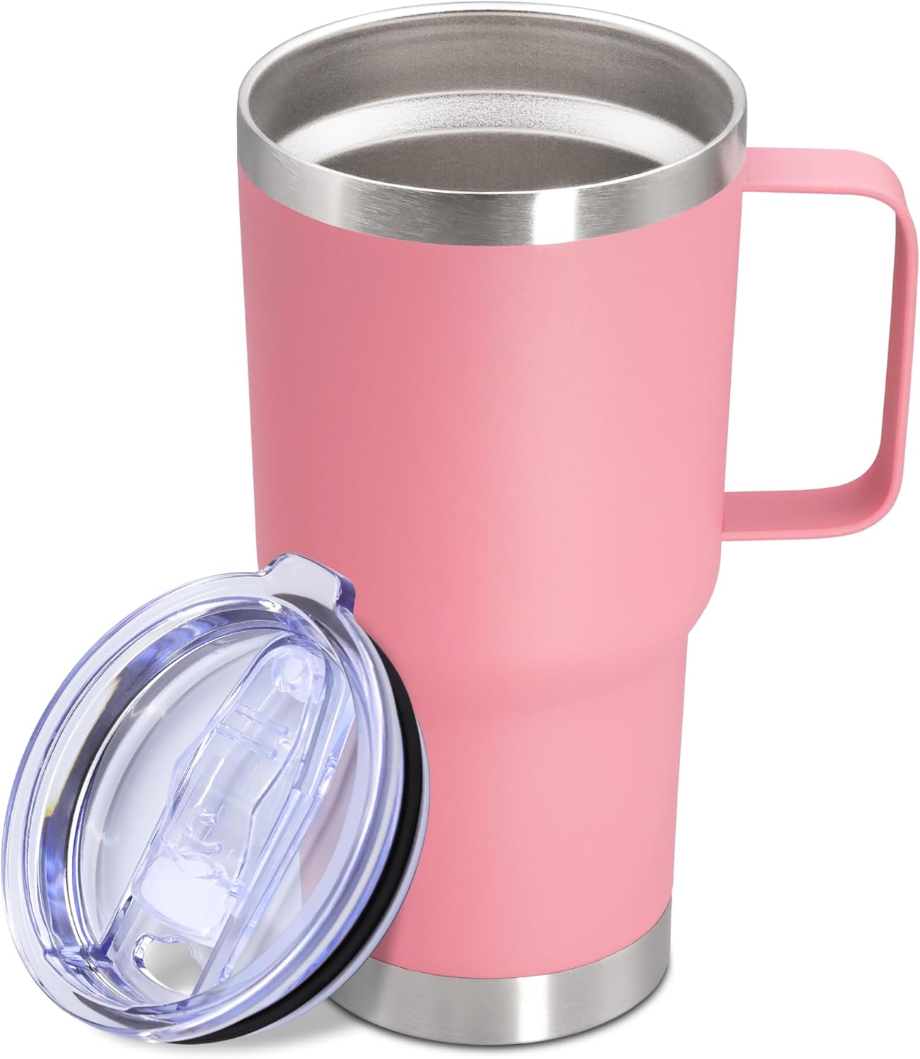 20 oz Tumbler with Handle and Lid Insulated Travel Coffee Mug LightBlue 1P | Stainless Steel Tumbler, coffee tumbler with handle,Spill Proof Double Wall Vacuum Tumbler Cup Keep Drink Hot & Cold