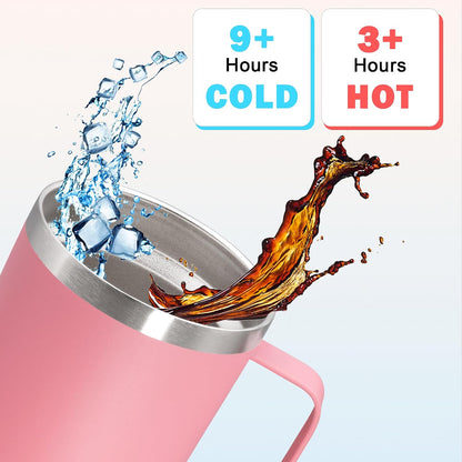 20 oz Tumbler with Handle and Lid Insulated Travel Coffee Mug LightBlue 1P | Stainless Steel Tumbler, coffee tumbler with handle,Spill Proof Double Wall Vacuum Tumbler Cup Keep Drink Hot & Cold