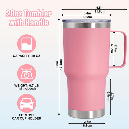 20 oz Tumbler with Handle and Lid Insulated Travel Coffee Mug LightBlue 1P | Stainless Steel Tumbler, coffee tumbler with handle,Spill Proof Double Wall Vacuum Tumbler Cup Keep Drink Hot & Cold