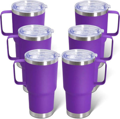 20 oz Tumbler with Handle and Lid Insulated Travel Coffee Mug LightBlue 1P | Stainless Steel Tumbler, coffee tumbler with handle,Spill Proof Double Wall Vacuum Tumbler Cup Keep Drink Hot & Cold