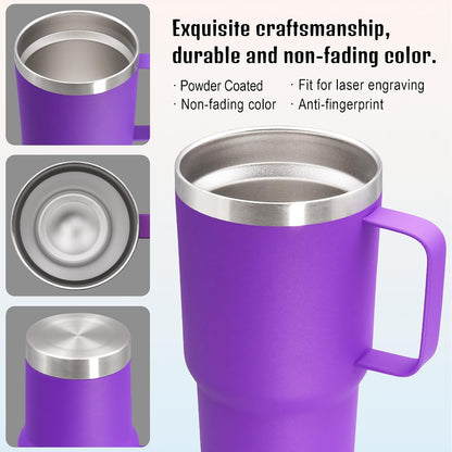 20 oz Tumbler with Handle and Lid Insulated Travel Coffee Mug LightBlue 1P | Stainless Steel Tumbler, coffee tumbler with handle,Spill Proof Double Wall Vacuum Tumbler Cup Keep Drink Hot & Cold