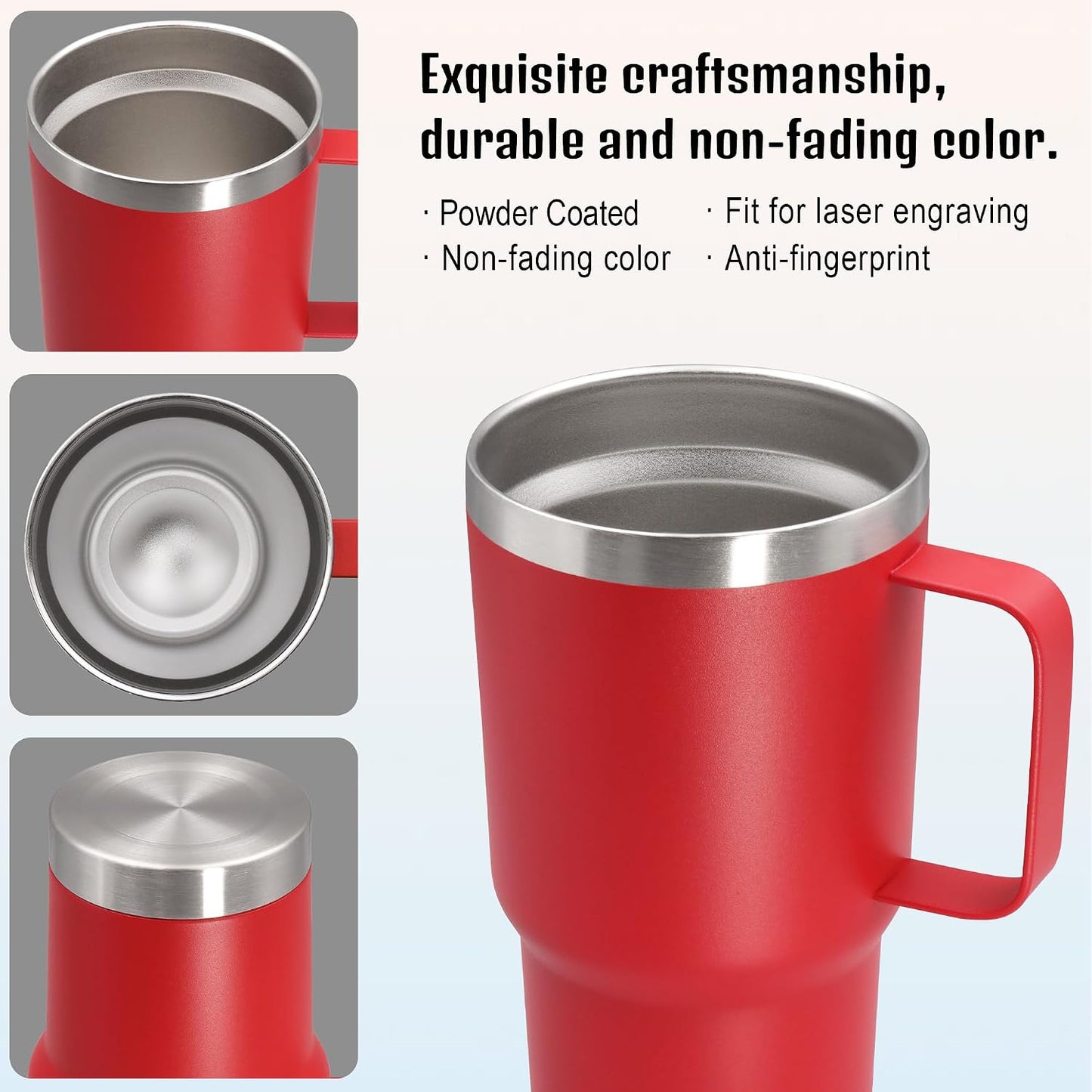 20 oz Tumbler with Handle and Lid Insulated Travel Coffee Mug LightBlue 1P | Stainless Steel Tumbler, coffee tumbler with handle,Spill Proof Double Wall Vacuum Tumbler Cup Keep Drink Hot & Cold
