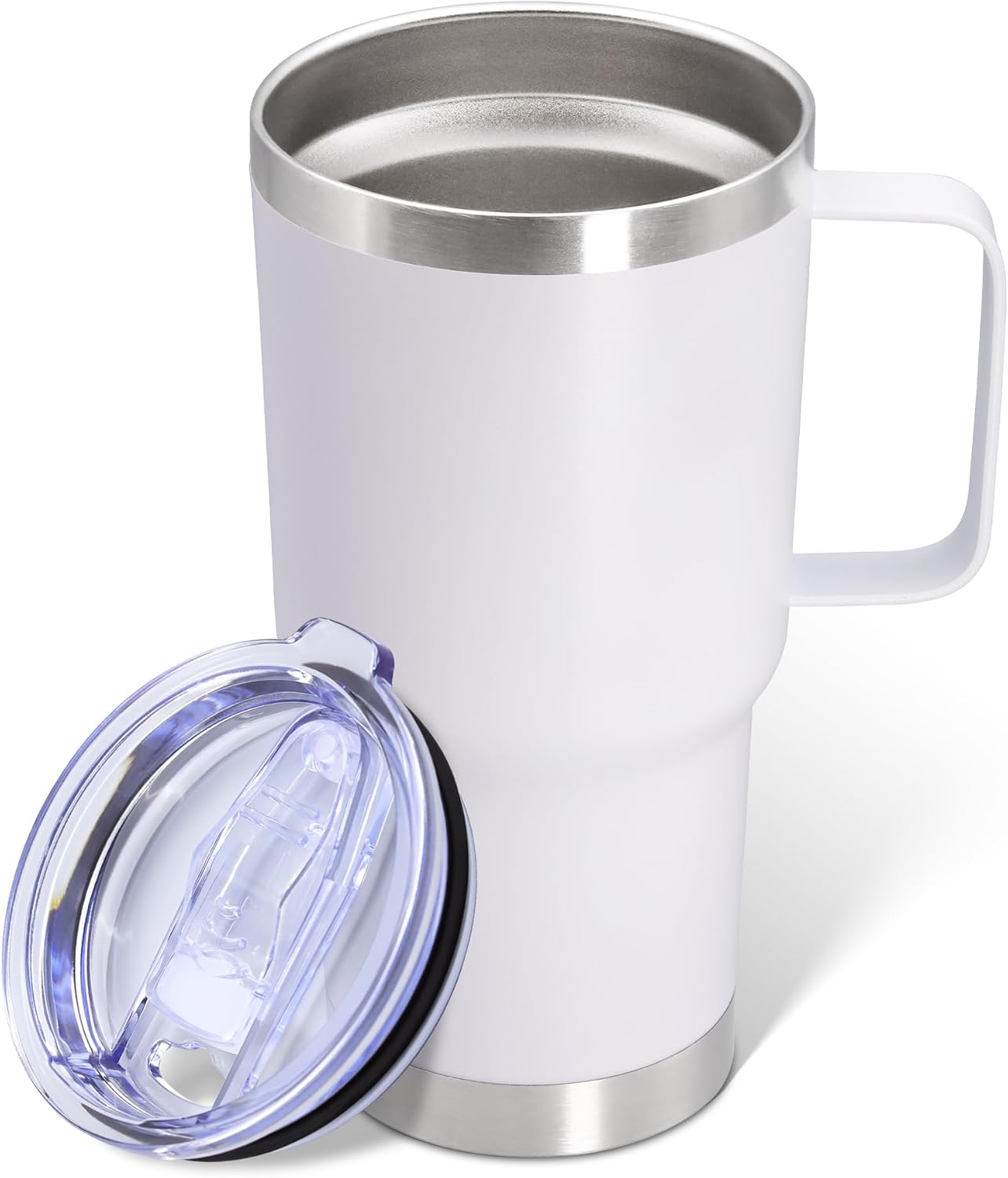 20 oz Tumbler with Handle and Lid Insulated Travel Coffee Mug LightBlue 1P | Stainless Steel Tumbler, coffee tumbler with handle,Spill Proof Double Wall Vacuum Tumbler Cup Keep Drink Hot & Cold