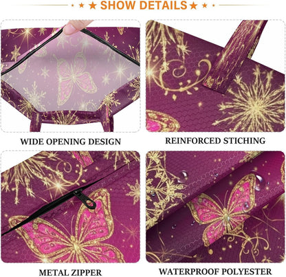 Snowflake Butterflies Waterproof Travel Laundry Bag Washable 2pk