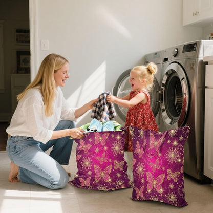 Snowflake Butterflies Waterproof Travel Laundry Bag Washable 2pk